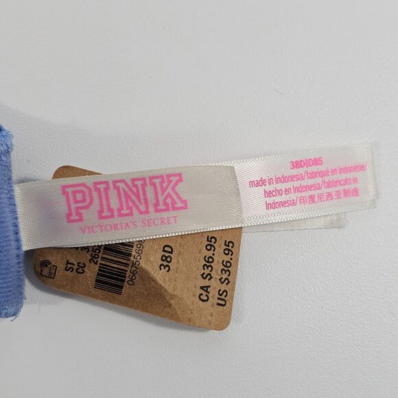 Victoria's Secret PINK Wear Everywhere Wireless Lightly Lined Bra 38D Blue NWT - Picture 4 of 6
